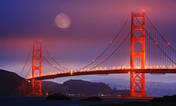 The Golden Gate Bridge in the evening