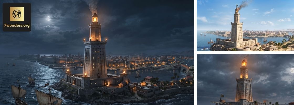 Lighthouse of Alexandria photo montage how it may have looked
